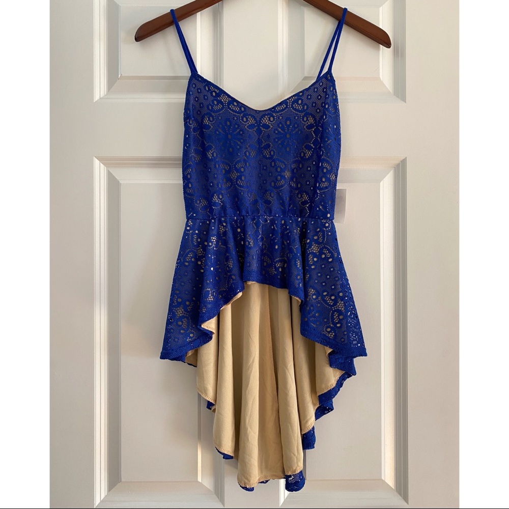 Charlotte Russe Lace Hi-Low Tank Top